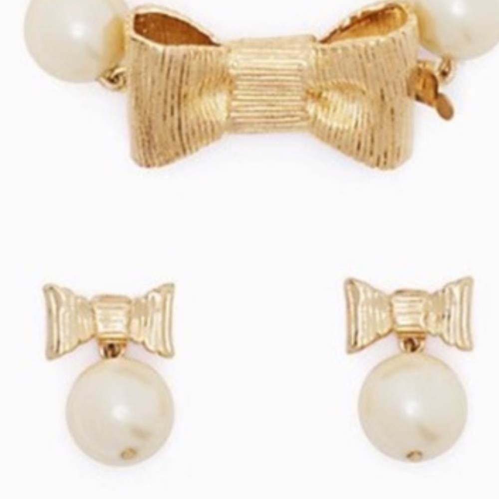 Kate Spade Pearl & Gold Bow Earrings - Picture 9 of 13